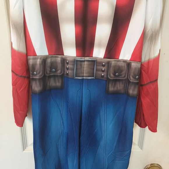 Marvel Captain American Halloween Costume in Size 8/10 Medium - Jumpsuit Only - Picture 3 of 11